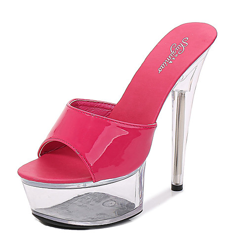 

Women's Sandals Stiletto Heel Round Toe PU Solid Colored Black Purple Yellow