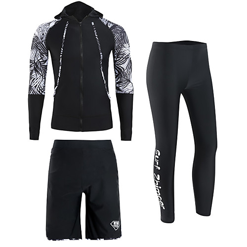 

Men's Rash Guard Dive Skin Suit Spandex Swimwear Quick Dry Breathable Long Sleeve 3-Piece - Swimming Diving Surfing Floral / Botanical Autumn / Fall Spring Summer