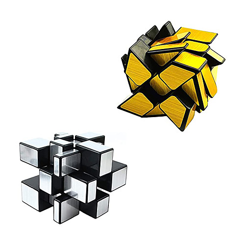 

Mirror Speed Cube Set Magic Cube Pack of 2 Dysmorphism 3x3x3 Mirror Golden Wheel Cube and Mirror Silver Cube Twist Speed Cube Bundle Puzzle Games Toy for Children and Adults by MoYu