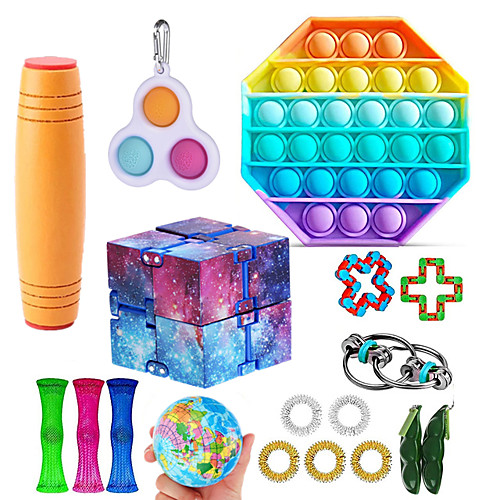 

18 pcs Sensory Fidget Toys Pop Bubble Soybean Squeeze Stress Relief Balls with Fidget Hand Toys for Kids Adults Calming Toys for ADHD Autism Anxiety Relief