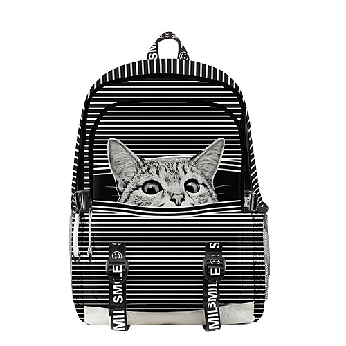 

Unisex Nylon Commuter Backpack 3D Large Capacity Waterproof Zipper Animal School Daily Backpack Blue Light Gray Drak Red