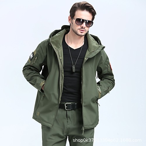 

Men's Hoodie Jacket Hiking Softshell Jacket Military Tactical Jacket Camo Outdoor Summer Waterproof Windproof Jacket Top Softshell Camping / Hiking