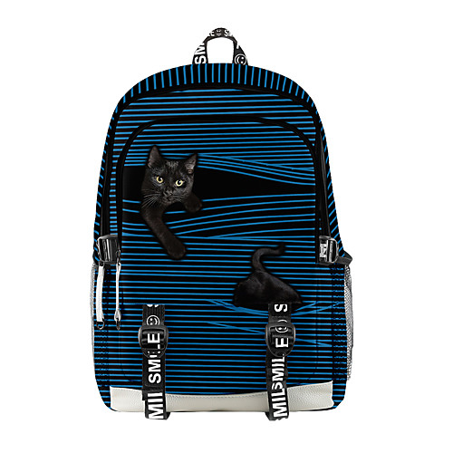 

Unisex Nylon Commuter Backpack 3D Large Capacity Waterproof Zipper Animal School Daily Backpack Blue Light Gray Drak Red