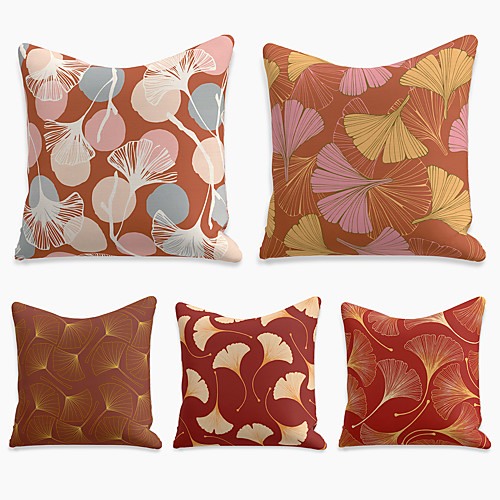 

Double Side Cushion Cover 5PC Linen Soft Decorative Square Throw Pillow Cover Cushion Case Pillowcase for Sofa Bedroom 45 x 45 cm (18 x 18 Inch) Superior Quality Machine Washable Print Plant