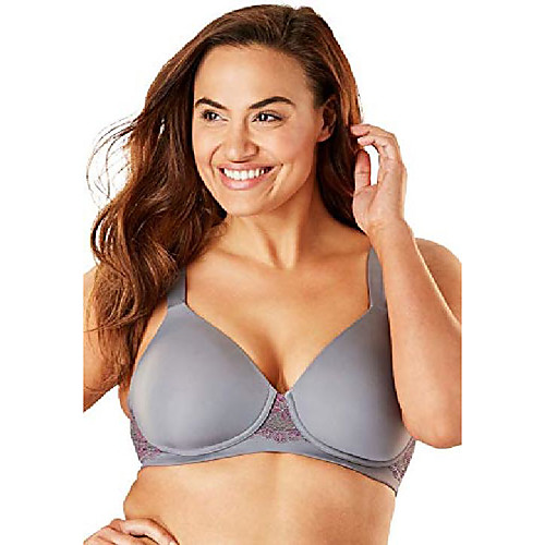 

leading lady balconette padded wirefree comfort bra, storm grey, 46b