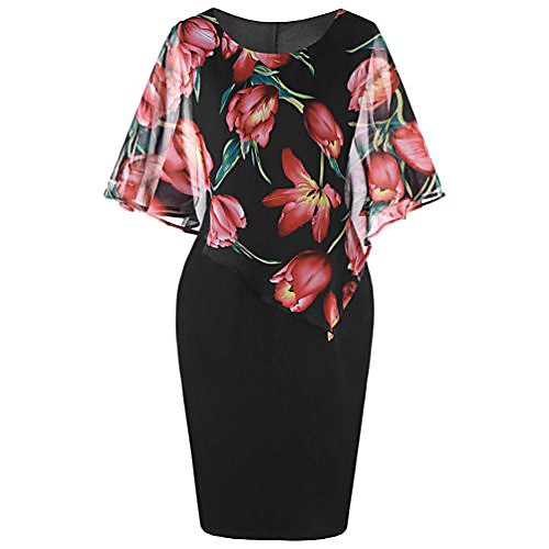 

qisc plus size party dress, women sexy elegant ruffle sleeveless bodycon wrap ruffles bodycon midi dress (xxxxl, red a)