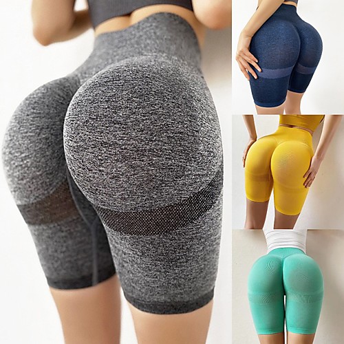 

Women's High Waist Running Shorts Yoga Pants Jogger Pants Shorts Bottoms Butt Lift Solid Color Yellow Grey Green Nylon Yoga Pilates Running Sports Activewear Slim / Casual / Athleisure