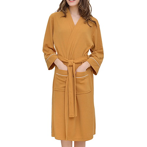 

Women's Lace up Robes Nightwear Solid Colored Yellow M XL XXL