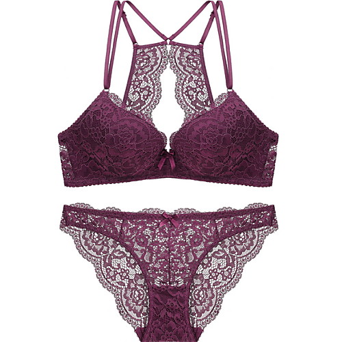 

Women's Lace Bras 3/4 Cup Bra & Panty Set Lace White Black Fuchsia