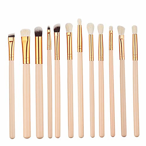 

12 in 1 fiber makeup brush set tools eye brush make-up toiletry kit cosmetic brush (color : gold)