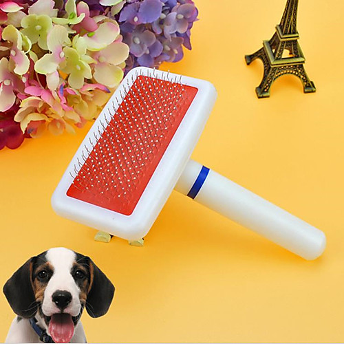 

Dog Cat Pets Fur Brush Plastic Comb Portable Pet Grooming Supplies White 1 Piece