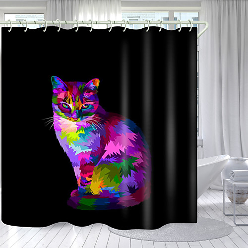 

Color Kitten Digital Printing Shower Curtain Shower Curtains Hooks Modern Polyester New Design