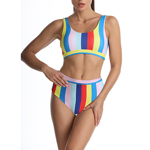 

Women's Tankini Spandex Swimwear Quick Dry Breathable Sleeveless 2 Piece - Swimming Surfing Water Sports Patchwork Summer