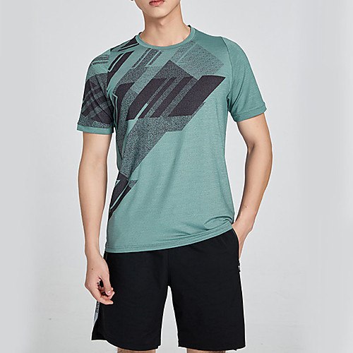 

Men's Tee / T-shirt Crew Neck Spandex Stripes Sport Athleisure T Shirt Top Short Sleeves Quick Dry Breathable Soft Comfortable Everyday Use Casual Daily Outdoor