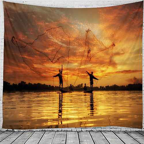 

Fish People In The Sunset Wall Tapestry Art Decor Blanket Curtain Hanging Home Bedroom Living Room Decoration Beautiful View From The Window