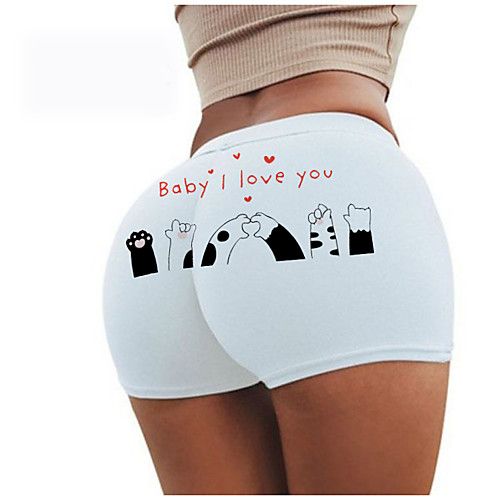 

Women's Colorful Fashion Comfort Holiday Beach Leggings Pants Graphic Prints Letter Short Sporty Elastic Waist Print White