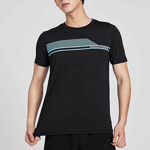 

Men's Tee / T-shirt Crew Neck Spandex Stripes Letter & Number Sport Athleisure T Shirt Top Short Sleeves Quick Dry Breathable Soft Comfortable Everyday Use Casual Daily Outdoor