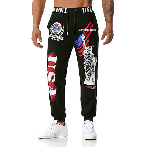 

Men's Casual / Sporty Chino Outdoor Sports Casual Sports Pants Sweatpants Pants Pattern Full Length Sporty Print Black Blue Dark Gray