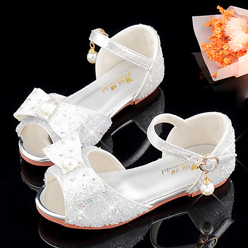 

Girls' Sandals Flower Girl Shoes Princess Shoes School Shoes Rubber PU Little Kids(4-7ys) Big Kids(7years ) Daily Party & Evening Walking Shoes Rhinestone Bowknot Sparkling Glitter Blue Pink Silver