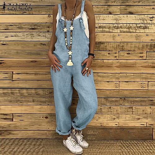 

Women's Casual Jumpsuit Rompers Slacks Full Length Pants Casual Weekend Inelastic Plain Comfort Mid Waist Black Wine Khaki Dark Blue Beige S M L XL XXL