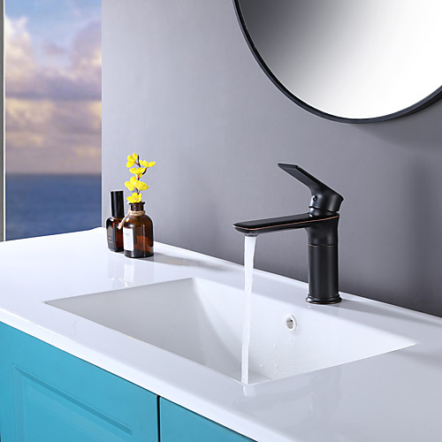 

Bathroom Sink Faucet Heavy Duty Style Single Handle Lever Single Hole Bath ORB Oil Rubbed Bronze Faucet Deck Mount Hot and Cold Mixer Tap Farmhouse Lead-Free Basin Lavatory Faucet