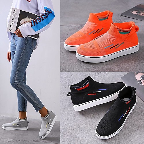 

Women's Trainers Athletic Shoes Platform Round Toe Mesh Solid Colored White Black Blue