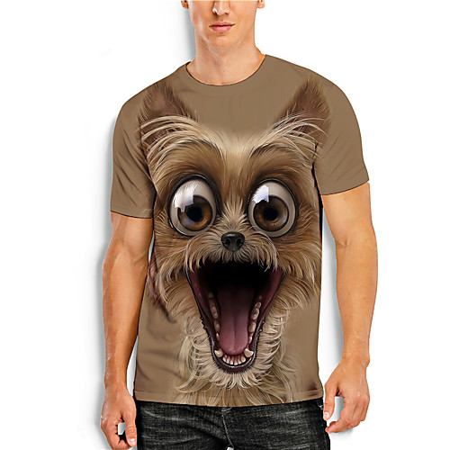 

Men's Tees T shirt 3D Print Graphic Prints Animal Print Short Sleeve Daily Tops Casual Designer Big and Tall Brown