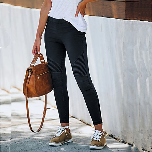 

Women's Basic Causal Daily Slim Pants Solid Colored Classic Black Blue Wine Army Green Khaki