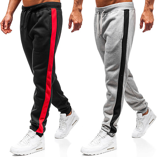 

Men's Sweatpants Joggers Street Bottoms Drawstring Winter Fitness Gym Workout Running Jogging Exercise Moisture Wicking Breathable Soft Normal Sport Stripes Dark Grey Black Light Gray / Stretchy