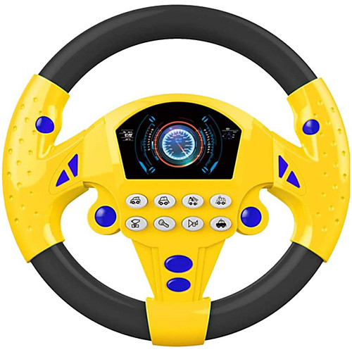 

Portable Simulated Driving Steering Wheel Copilot Toy Simulated Driving Controller Children's Educational Sounding Toy Small Steering Wheel Toy Gift (Yellow Black)