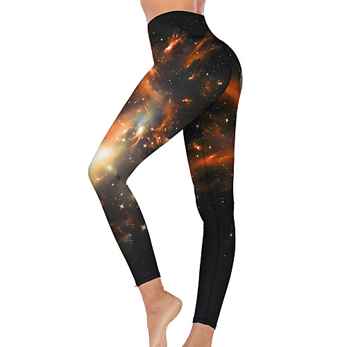 

21Grams Women's High Waist Yoga Pants Cropped Leggings Tummy Control Butt Lift Breathable Black / Orange Fitness Gym Workout Running Sports Activewear High Elasticity