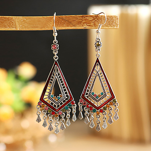 

Women's Hoop Earrings Geometrical Floral Theme Stylish Simple Basic Boho Earrings Jewelry Black / Light Red / Green For Gift Daily Festival 1 Pair