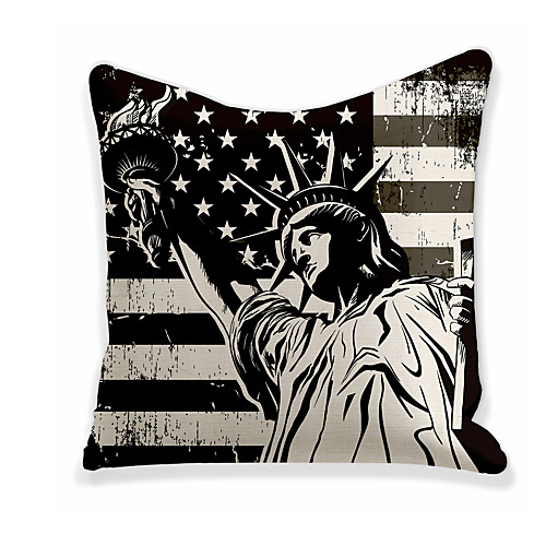 

Cushion Cover 1PC Linen Soft Decorative Square Throw Pillow Cover Cushion Case Pillowcase for Sofa Bedroom 45 x 45 cm (18 x 18 Inch) Statue Of Liberty Superior Quality Machine Washable