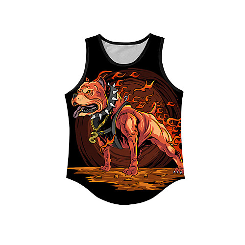 

Men's Tank Top Undershirt 3D Print Dog Graphic Prints Animal Print Sleeveless Daily Tops Casual Designer Big and Tall Orange