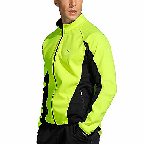 

cycling winter windproof jacket men fleece softshell wind coat green x-large