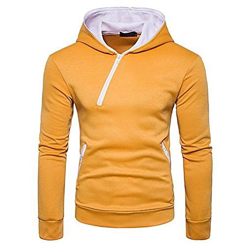 

men sweatshirt leiqiao(tm)men's personality irregular coat casual hooded zipper hoodies outwear swearshirt h26 (xl, yellow)