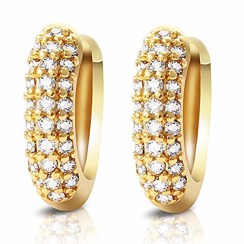 

small hoop earrings hypoallergenic cartilage earrings 18k gold plated 10mm cubic zirconia earrings for women girls with gift box (gold)