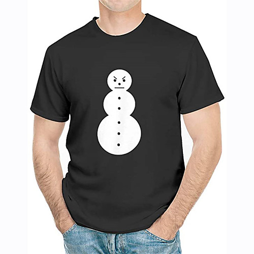 

Men's Unisex Tee T shirt Hot Stamping Graphic Prints Snowman Plus Size Print Short Sleeve Casual Tops 100% Cotton Basic Designer Big and Tall White Black Blue