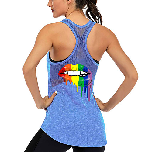 

Women's Yoga Top Racerback Patchwork Color Gradient Dark Grey Black Purple Burgundy Dark Green Mesh Cotton Fitness Gym Workout Running Tank Top T Shirt Sport Activewear Lightweight Breathable Quick