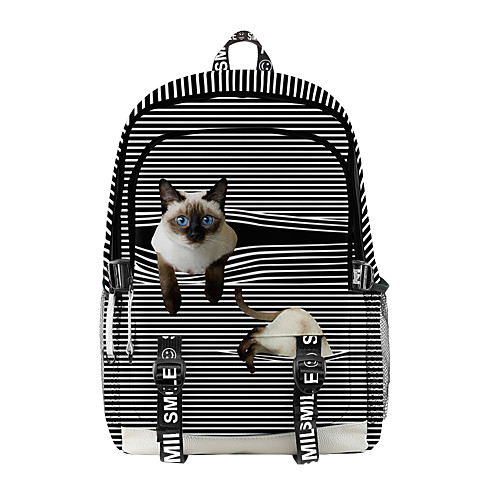 

Unisex Nylon Commuter Backpack 3D Large Capacity Waterproof Zipper Animal School Daily Backpack Blue Light Gray Drak Red