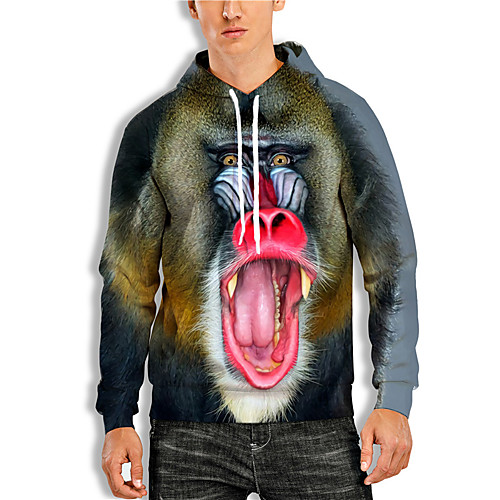 

Men's Pullover Hoodie Sweatshirt Graphic Prints Animal Print Daily Sports 3D Print 3D Print Casual Hoodies Sweatshirts Brown