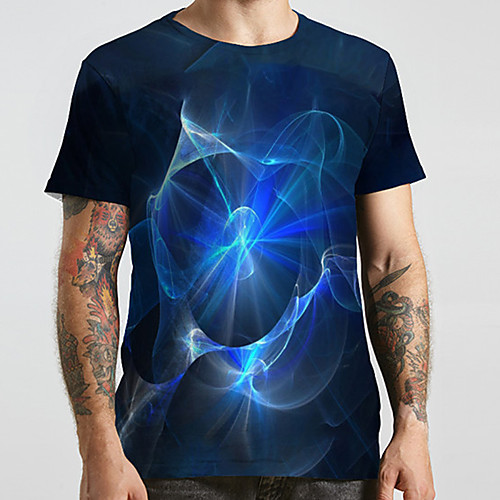 

Men's Unisex Tee T shirt 3D Print Graphic Prints Geometry Plus Size Print Short Sleeve Casual Tops Basic Designer Big and Tall Black