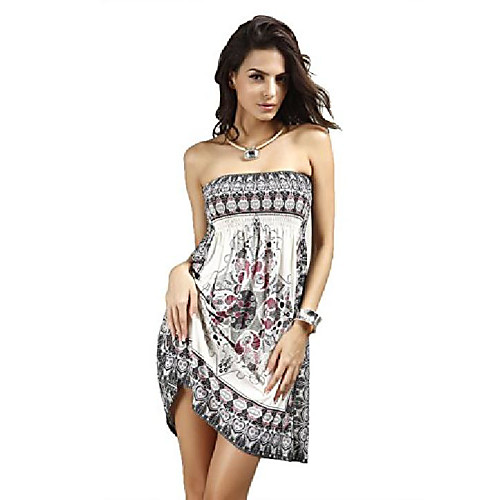 

strapless summer dress - beautiful spring summer beach dress sexy print dresses for women (xl) grey