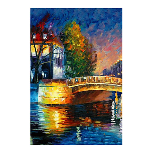 

IARTS Hand Painted Night view Oil Painting with Stretched Frame For Home Decoration