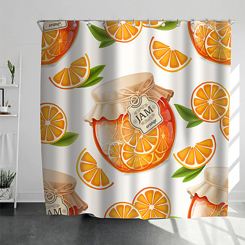 

Shower Curtains with Hooks Fresh Fruit Scenery Polyester Novelty Fabric Waterproof Shower Curtain for Bathroom