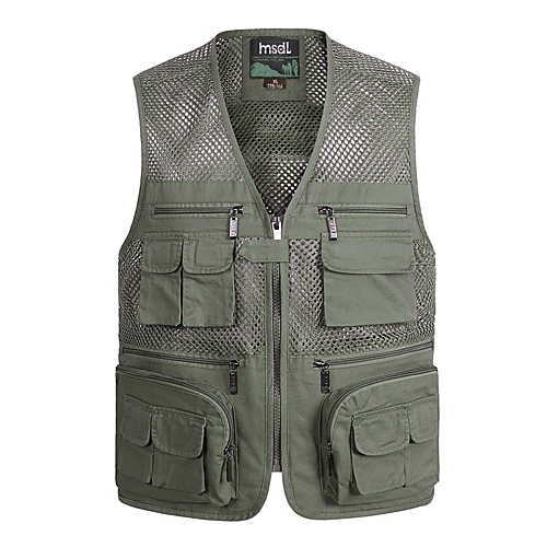 

Men's Hunting Gilet Outdoor Breathable Wearable Comfortable Multi-Pockets Spring Summer Solid Colored Cotton Yellow Army Green Dark Gray