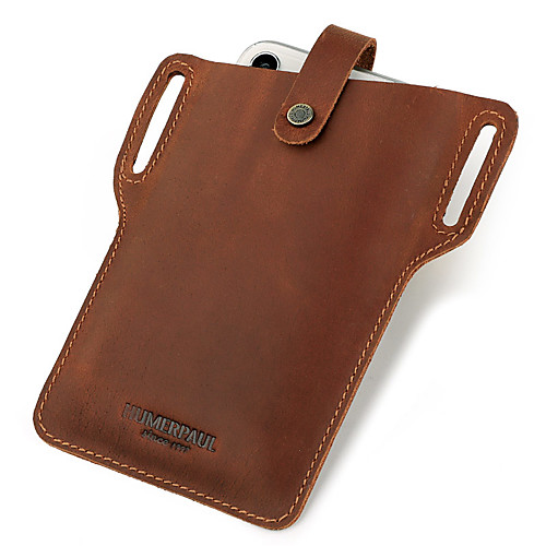

Men's Bags Nappa Leather Cowhide Mobile Phone Bag Rivet Solid Colored Daily Baguette Bag Dark Brown Black Khaki