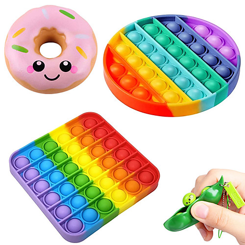 

4 pcs Rainbow Push Bubble Pops Fidget Sensory Toy for Autisim Special Needs Anti-stress Game Stress Relief Squishy Fidget Toys