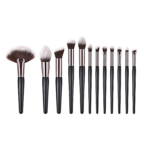 

eyeshadow brush, fan shape wood handle powder foundation eye shadow makeup brushes set(12pcs)