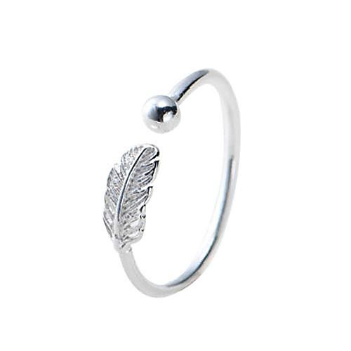 

adjustable open rings oxidized leaf fashion feather ring new 925 sterling silver band rings christmas gift for girls women
